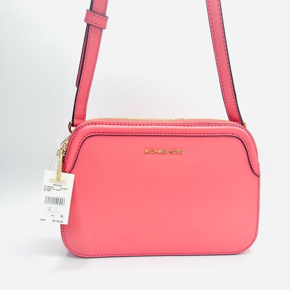 MICHAEL KORS Houston Large Crossgrain Leather Crossbody in Tea Rose - Picture 11 of 15